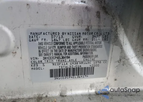 2014 Nissan Versa Note S z USA, uszkodzony, nr VIN 3N1CE2CP4EL364194